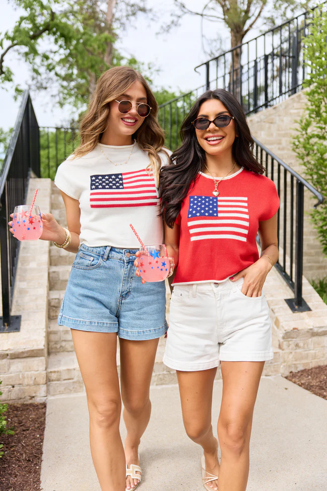 White American Flag Knit Top - Image 6