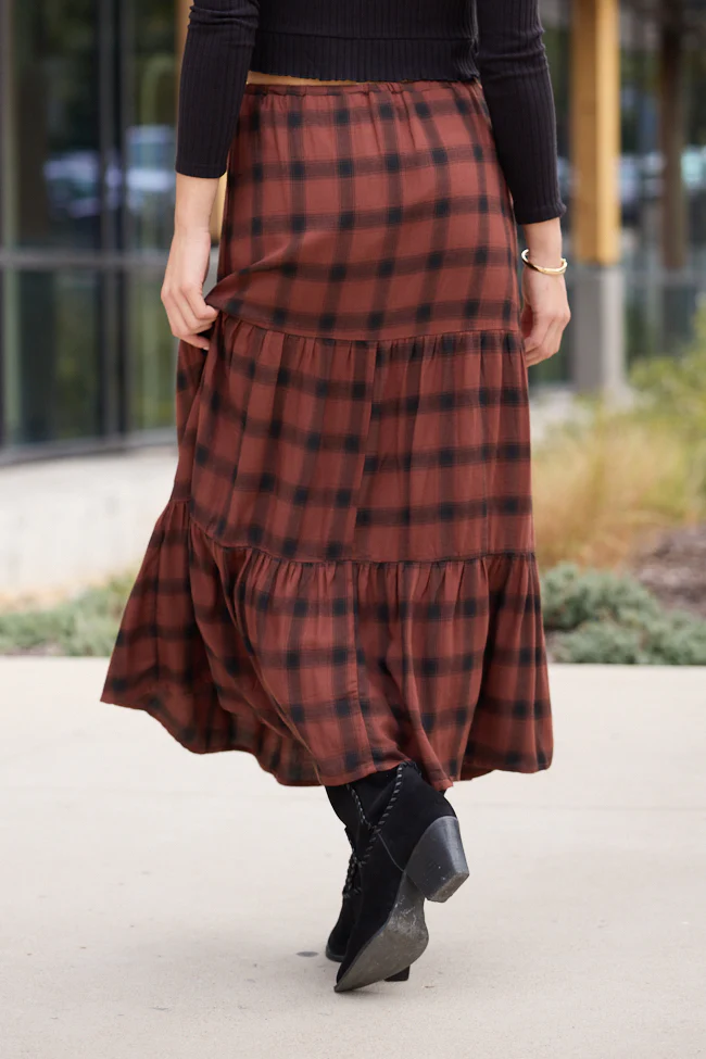 Rena Rust Plaid Midi Skirt FINAL SALE - Image 4