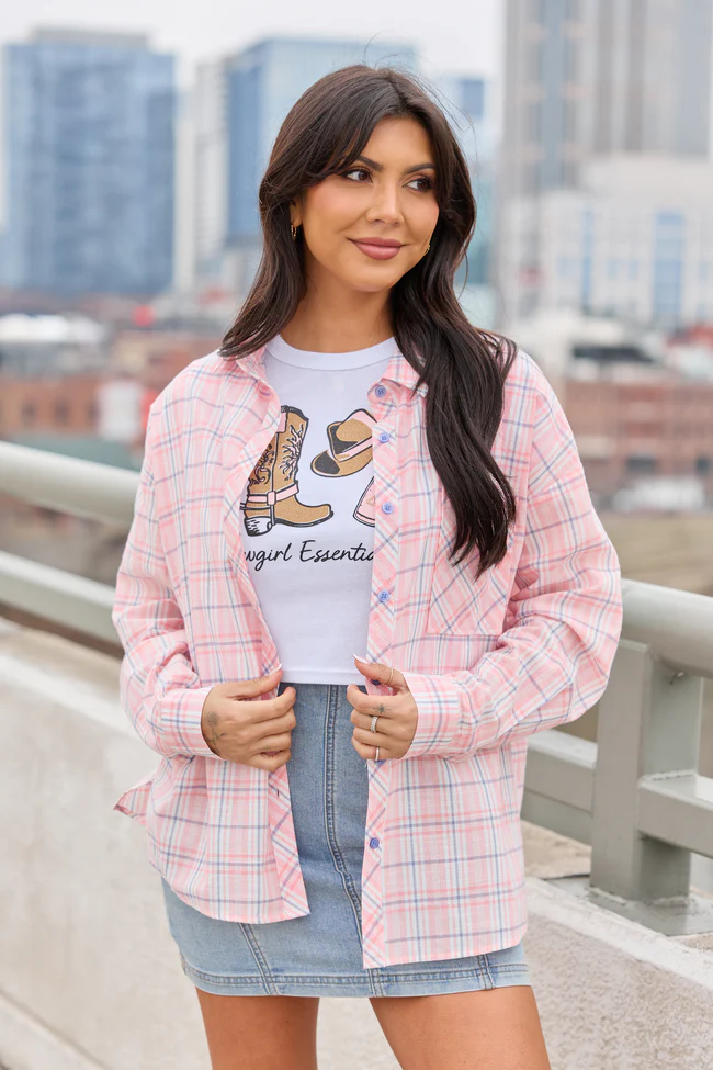 Rory Pink and Blue Plaid Button Down Top FINAL SALE