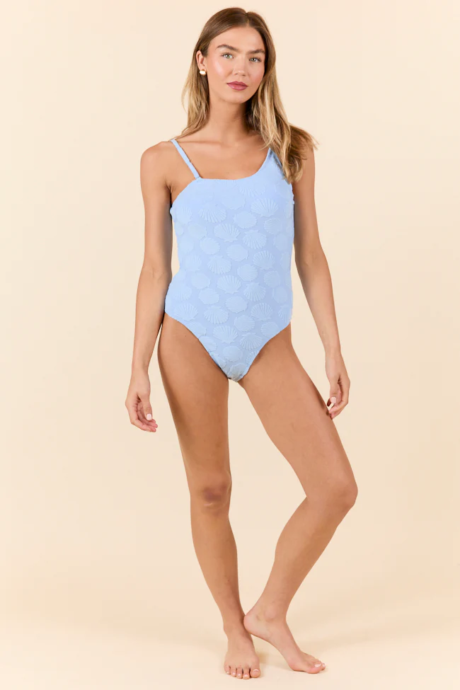 Sally Sells Shells Blue Terry Cloth One Shoulder Swimsuit FINAL SALE - Image 4