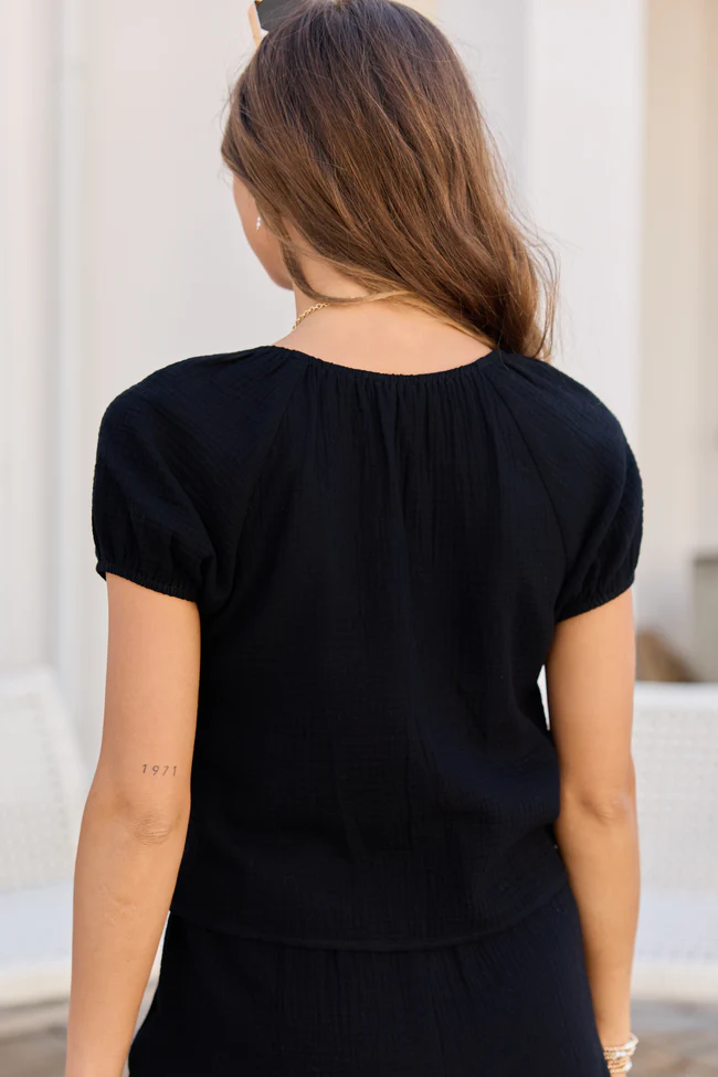 Sofie Black Gauze Tie Front Top DOORBUSTER - Image 5