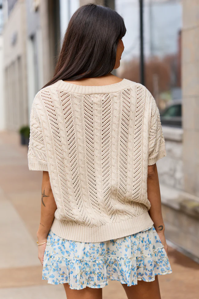 Sophia Short Sleeve Cable Knit Cardigan - Image 4
