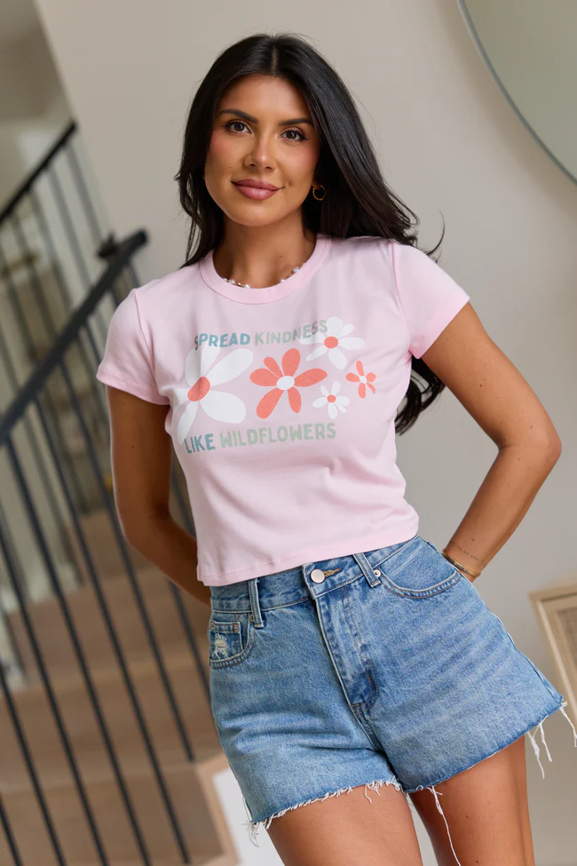 Spread Kindness Like Wildflowers Pink Baby Graphic Tee - Image 4