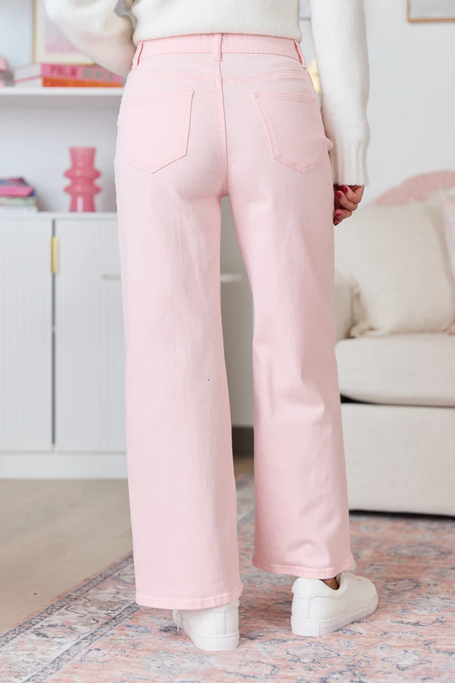 Sutton Pink Wide Leg Patch Pocket Jeans - Image 4